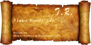 Timko Renátó névjegykártya